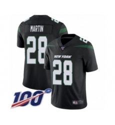 Men's New York Jets #28 Curtis Martin Black Alternate Vapor Untouchable Limited Player 100th Season Football Jersey