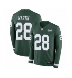 Men's Nike New York Jets #28 Curtis Martin Limited Green Therma Long Sleeve NFL Jersey