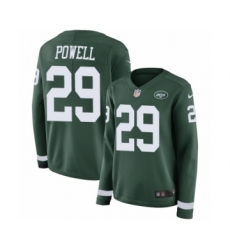 Women's Nike New York Jets #29 Bilal Powell Limited Green Therma Long Sleeve NFL Jersey