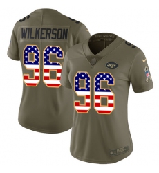Women's Nike New York Jets #96 Muhammad Wilkerson Limited Olive/USA Flag 2017 Salute to Service NFL Jersey