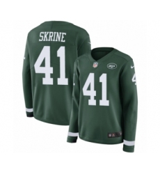 Women's Nike New York Jets #41 Buster Skrine Limited Green Therma Long Sleeve NFL Jersey