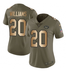 Women's Nike New York Jets #20 Marcus Williams Limited Olive/Gold 2017 Salute to Service NFL Jersey