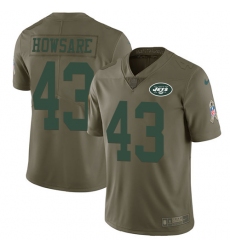 Youth Nike New York Jets #43 Julian Howsare Limited Olive 2017 Salute to Service NFL Jersey