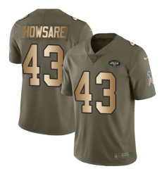 Youth Nike New York Jets #43 Julian Howsare Limited Olive/Gold 2017 Salute to Service NFL Jersey