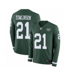 Men's Nike New York Jets #21 LaDainian Tomlinson Limited Green Therma Long Sleeve NFL Jersey