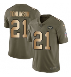 Youth Nike New York Jets #21 LaDainian Tomlinson Limited Olive/Gold 2017 Salute to Service NFL Jersey