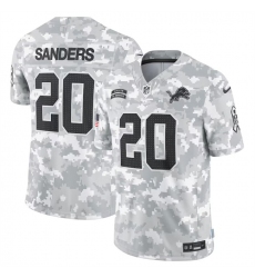 Men's Detroit Lions #20 Barry Sanders 2024 Arctic Camo Salute To Service Limited Stitched Football Jersey