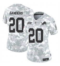 Women's Detroit Lions #20 Barry Sanders 2024 F.U.S.E Arctic Camo Salute To Service Limited Stitched Jersey(Run Small)