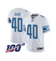 Men's Detroit Lions #40 Jarrad Davis White Vapor Untouchable Limited Player 100th Season Football Jersey