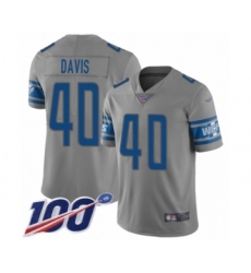 Youth Detroit Lions #40 Jarrad Davis Limited Gray Inverted Legend 100th Season Football Jersey