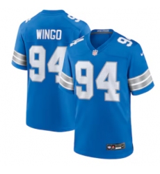 Men's Detroit Lions #94 Mekhi Wingo Nike Blue Team Game Jersey