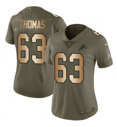 Women's Nike Detroit Lions #63 Brandon Thomas Limited Olive/Gold Salute to Service NFL Jersey