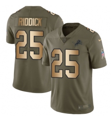Men's Nike Detroit Lions #25 Theo Riddick Limited Olive/Gold Salute to Service NFL Jersey