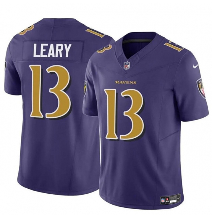 Men's Baltimore Ravens #13 Devin Leary Purple 2023 F.U.S.E. Vapor Limited Football Jersey