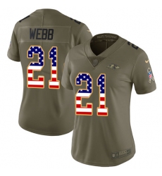 Women's Nike Baltimore Ravens #21 Lardarius Webb Limited Olive/USA Flag Salute to Service NFL Jersey