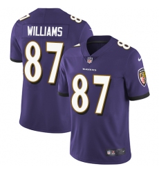 Men's Nike Baltimore Ravens #87 Maxx Williams Purple Team Color Vapor Untouchable Limited Player NFL Jersey