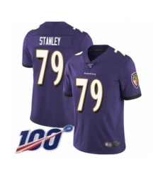 Men's Baltimore Ravens #79 Ronnie Stanley Purple Team Color Vapor Untouchable Limited Player 100th Season Football Jersey