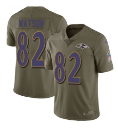 Men's Nike Baltimore Ravens #82 Benjamin Watson Limited Olive 2017 Salute to Service NFL Jersey