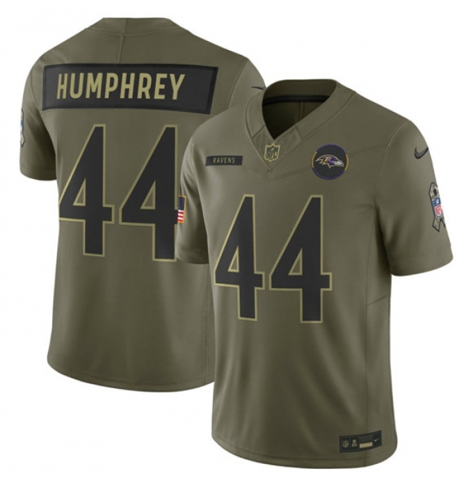 Men's Baltimore Ravens #44 Marlon Humphrey Olive 2025 Salute to Service Limited Football Stitched Jersey