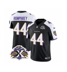 Men's Nike Baltimore Ravens #44 Marlon Humphrey Black White 2023 F.U.S.E Throwback Vapor Limited Stitched Jersey
