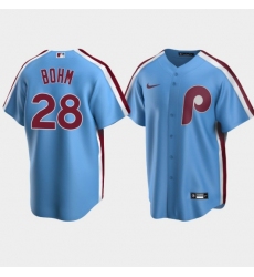 Men Philadelphia Phillies #28 Alec Bohm Light Blue Cooperstown Collection Road