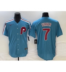 Men's Philadelphia Phillies #7 Trea Turner Blue Cool Base Nike Jersey