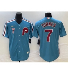 Men's Philadelphia Phillies #7 Trea Turner Blue Cooperstown Throwback Cool Base Nike Jersey