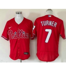 Men's Philadelphia Phillies #7 Trea Turner Red Stitched MLB Flex Base Nike Jersey