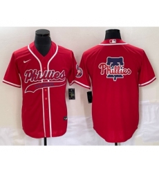 Men's Philadelphia Phillies Red Team Big Logo Cool Base Stitched Baseball Jersey