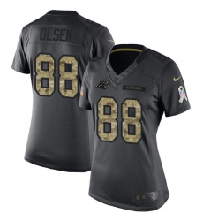 Women's Nike Carolina Panthers #88 Greg Olsen Limited Black 2016 Salute to Service NFL Jersey
