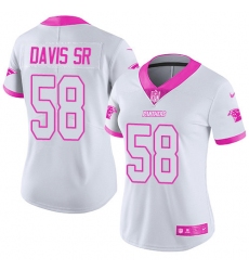 Women's Nike Carolina Panthers #58 Thomas Davis Limited White/Pink Rush Fashion NFL Jersey