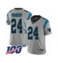 Men's Carolina Panthers #24 James Bradberry Silver Inverted Legend Limited 100th Season Football Jersey