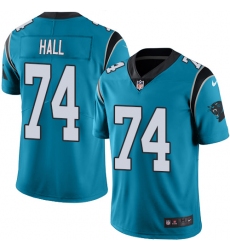 Youth Nike Carolina Panthers #74 Daeshon Hall Blue Alternate Vapor Untouchable Limited Player NFL Jersey