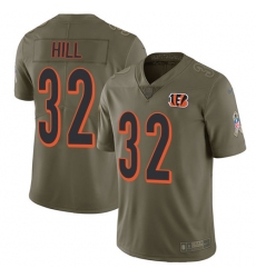 Men's Nike Cincinnati Bengals #32 Jeremy Hill Limited Olive 2017 Salute to Service NFL Jersey