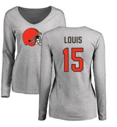 NFL Women's Nike Cleveland Browns #15 Ricardo Louis Ash Name & Number Logo Long Sleeve T-Shirt