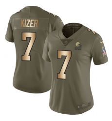 Women's Nike Cleveland Browns #7 DeShone Kizer Limited Olive/Gold 2017 Salute to Service NFL Jersey