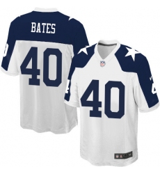 Men's Nike Dallas Cowboys #40 Bill Bates Game White Throwback Alternate NFL Jersey