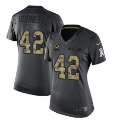 Women's Nike Green Bay Packers #42 Morgan Burnett Limited Black 2016 Salute to Service NFL Jersey