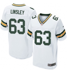 Men's Nike Green Bay Packers #63 Corey Linsley Elite White NFL Jersey