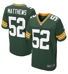 Men's Nike Green Bay Packers #52 Clay Matthews Elite Green Team Color NFL Jersey