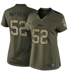 Women's Nike Green Bay Packers #52 Clay Matthews Elite Green Salute to Service NFL Jersey