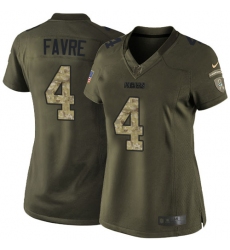 Women's Nike Green Bay Packers #4 Brett Favre Elite Green Salute to Service NFL Jersey