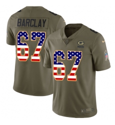 Men's Nike Green Bay Packers #67 Don Barclay Limited Olive/USA Flag 2017 Salute to Service NFL Jersey
