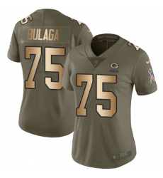 Women's Nike Green Bay Packers #75 Bryan Bulaga Limited Olive/Gold 2017 Salute to Service NFL Jersey