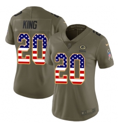 Women's Nike Green Bay Packers #20 Kevin King Limited Olive/USA Flag 2017 Salute to Service NFL Jersey