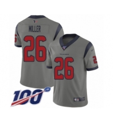 Men's Houston Texans #26 Lamar Miller Limited Gray Inverted Legend 100th Season Football Jersey