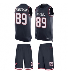 Men's Nike Houston Texans #89 Stephen Anderson Limited Navy Blue Tank Top Suit NFL Jersey