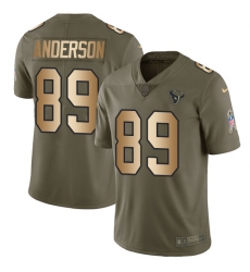 Youth Nike Houston Texans #89 Stephen Anderson Limited Olive/Gold 2017 Salute to Service NFL Jersey