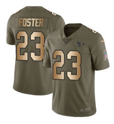 Youth Nike Houston Texans #23 Arian Foster Limited Olive/Gold 2017 Salute to Service NFL Jersey