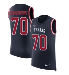 Men's Nike Houston Texans #70 Julien Davenport Limited Navy Blue Rush Player Name & Number Tank Top NFL Jersey